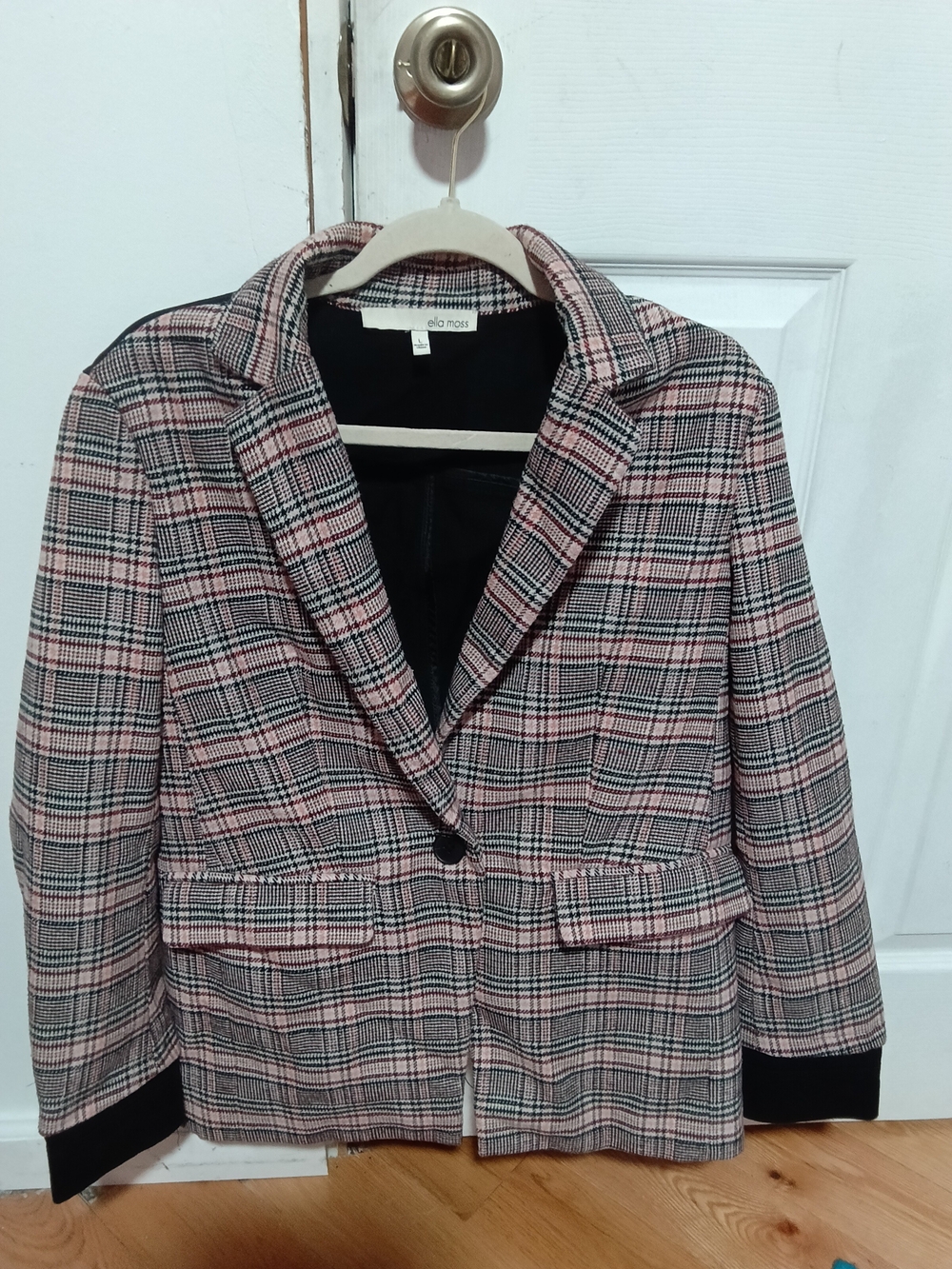 Ella Moss Pink Plaid Single-Button Suit Jacket